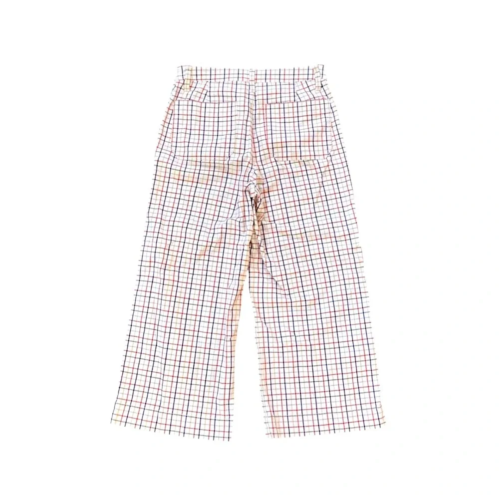 Madewell Plaid High Rise Wide‎ Leg Cropped Pants Stretch Cotton Women Size 27